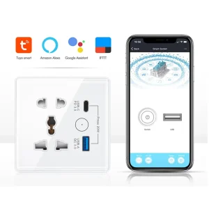 Smart Home Wifi Smart Touch Panel Switch and Socket With USB USA 20W Fast Charge Zigbee Power Wall Plugs Socket