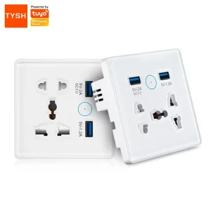 Smart Home Wifi Smart Universal Power Wall Socket With USB Glass Panel Smart Socket 13A Outlet Tuya App Remote Control
