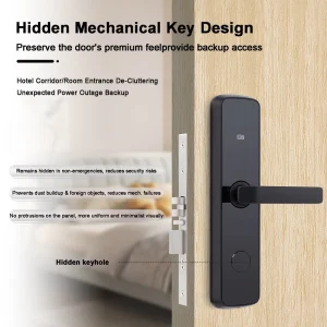 Smart Hotel Door Lock with Key & Card Unlock WiFi Enabled Home Security System