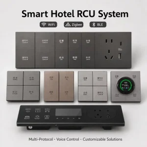 Smart Hotel Guest Room RCU Wall Switch Panel Control Lighting Curtain Temperature WiFi RS485 Hotel Automation Solution