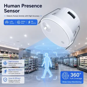 Smart Human Body Presence Detector MR32LC 24GHz MmWave Radar 8m Detection with Built in Relay for Energy Saving
