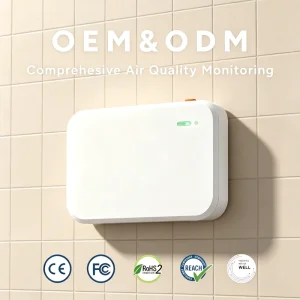 Smart IAQ Sensor for Building Automation Monitoring CO2 TVOC PM2.5 with IP30 Rating and RJ45 USB Integration for Smart Cities