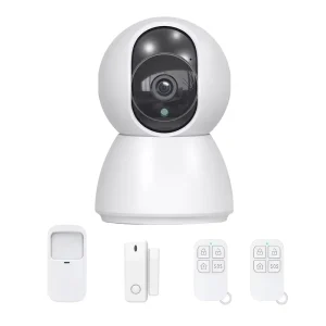 Smart IOT IP Camera PIR Motion Door Detector SOS Alarm Kit Tuya Wireless WiFi Alarm Cameras 2 in 1 Home Security System