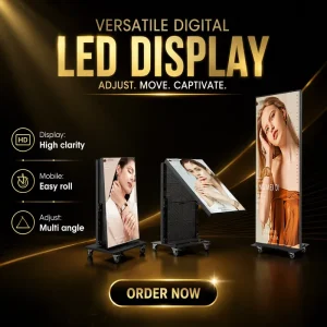 Smart Indoor LED Poster WiFi App Control Digital Signage Portable Movable Mirror Screen LED Totem for Retail Exhibition Event