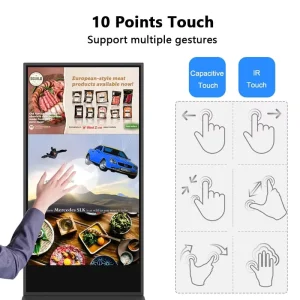 Smart Interactive 4K Touch Screen Kiosk Vertical LCD Advertising Animation Wayfinding Floor Standing Digital Retail Store