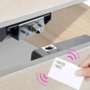 Smart Invisible Wood Door Cabinet Lock with Tuya App Control Cloud & Wifi Anti-Theft Alarm for Home & Office Security