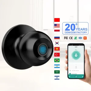 Smart Knob Lock Fingerprint Digital Door Knob with Cloud Support for Aluminum/Wood Doors Wi-Fi & for Enabled