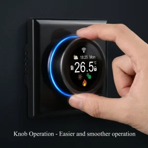 Smart Knob Thermostat 1.28 Inch TFT Color Screen 6H Tempered Glass 7 Days Programming APP Remote Control 230V Kitchen Hotel