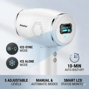 Smart LCD Screen Display Gun Shape Handle Hair Removal Device with 10C Ice Cooling, Portable IPL Hair Remover