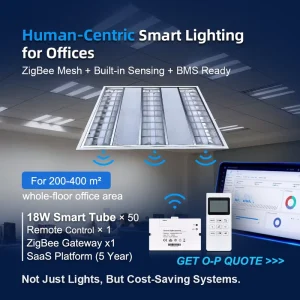 Smart LED Tube Lighting System with Wi-Fi Control & Dimming for Conference Room Smart Light and Motion