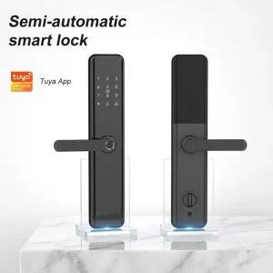Smart Lever Lock Electronic Handle Fingerprint Password Card Keyless Entry App Control for Hotel Home Use