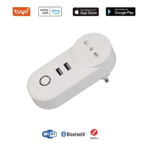 Smart Life 16A Copper Multi Purpose Electrical Power Socket Dual USB Charging Ports WiFi Tuya Smart Plug Italian
