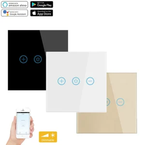 Smart Life 240V UK Smart Home Touching Panel Dimmer Switch with WiFi App Remote & Voice Control for Wall Lighting
