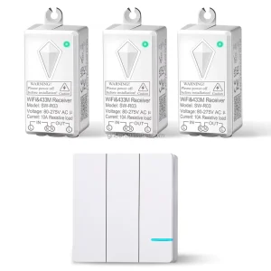 Smart Light Switch Kit IP66 600ft Range Alexa Tuya Wireless Control 3 Gang 10A Anti strike Receiver Remote Switch 220V