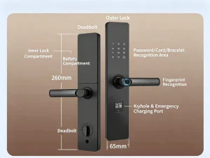 Smart Lock for Aluminum Steel Wood Doors for Enabled One Touch Opening Via Fingerprint Key Card Password