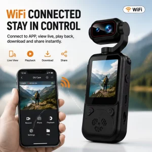Smart Mini Action Camera with Phone APP Control Night Vision and 128GB Storage Support for Travel Vlogging