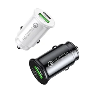 Smart Mini Car Charger Dual Port Phone Power Adapter with 30W Output PD 20W USB Type C Fast Charging for Camera Car Charger