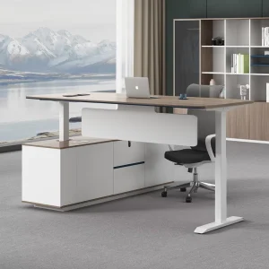 Smart Modern Commercial Dual-motor Electric Lifting Computer Study Office Desk Chair Combination Wood Upper File Drawer