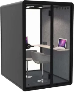 Smart Modular Single Person Phone Pod Ventilation Fan USB Power Soundproof Office Booth LED Lighting Aluminum Frame for Outdoor