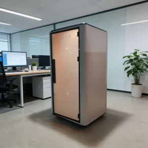 Smart Movable Privacy Glass Soundproof Office Pod with Storage Modern Design One Touch Frosted for Private Meetings Focus Work