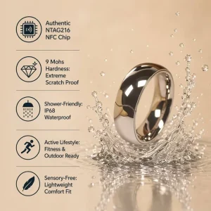 Smart NFC Classic Stainless Steel Ring Watch Ntag 216 8mm S Shape Cut Wedding Engagement Free Engraving Unisex US Size 6 13