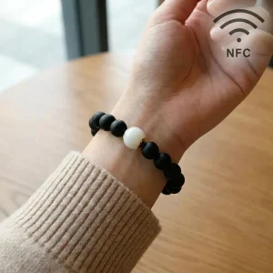 Smart NFC Jewelry Bead 12mm Natural Gemstone Jade I Code SLI Programmable Chip Night Vision for Necklace Bracelet Pendant DIY