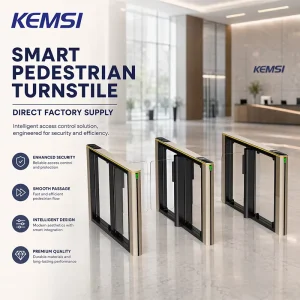 Smart Pedestrian Swing Turnstile Gate 304 Stainless Steel Access Control Speed Gate for Modern Office Building Lobby
