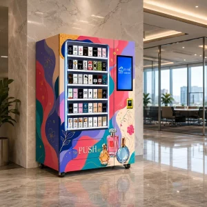 Smart Perfume Vending Machine with Elevator Touch Screen Cashless Payment for Office Building Lobby Corporate Workplace Retail