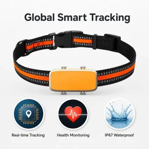 Smart Pet Health Monitoring Collar GPS Tracker Heart Rate Sensor Waterproof Design Real Time Location Anti Lost Alert 4G5G