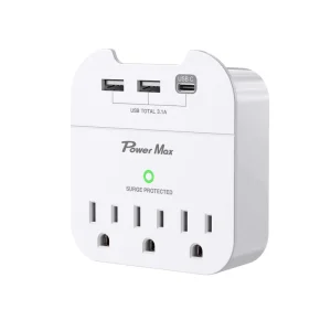 Smart Plug 3-Outlet Power Adapter with 2 USB Power Sockets Outdoor Waterproof Socket Box Electrical Plug Type