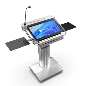 Smart Podium with Height Adjustment for Education and Advertising Office Equipment Featuring Handles and Trays