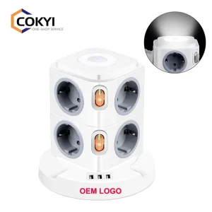 Smart Power Strip Tower Surge Protection 8 Outlets 3 USB Ports 16A Home Safety Extension Cable Switch Plug CE ROHS Certified