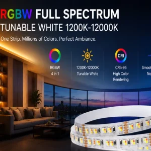 Smart RGBW LED Strip 4 in 1 Tunable White LED Tape 1800K-12000K Full Spectrum Lighting for Smart Home Projects