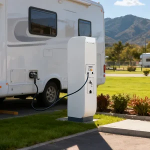 Smart RV Water Power Pedestal IP66 Outdoor Socket Pillar with Water Tap Suitable for Villa Yard Campsite and Yacht Dock