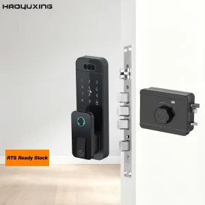 Smart Rim Lock Electronic Door Lock Tuya App Remote Control WiFi Cloud Memory Card Storage for Wood/Brass/Stainless Steel Doors