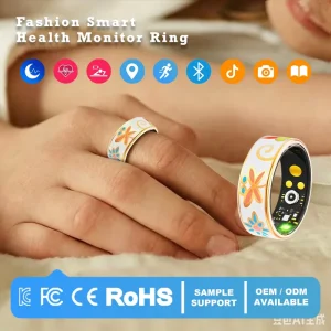 Smart Ring, 10ATM Waterproof Health Tracker, Heart Rate Sleep Monitor Gesture Control Ring for Swimming