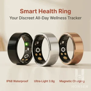 Smart Ring App Control IP68 Waterproof Aluminum Alloy Magnetic Charging Case Health Tracking 3-5 Days Battery Life for Home