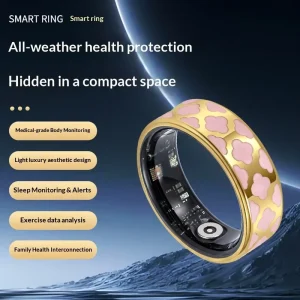 Smart Ring Couple Waterproof Blood Pressure Blood Oxygen Sleep Sports Tracking Multi-function Stainless Steel Rose Gold