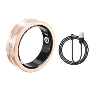 Smart Ring Diamond Design IP68 Waterproof Stainless Steel Health Tracker Heart Rate SpO2 Sleep Monitor Model X15 Sports Tracking