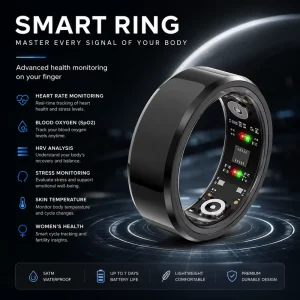 Smart Ring Health Tracking Fitness Sleep Monitor Heart Rate Blood Oxygen Waterproof Smart Wearable Ring