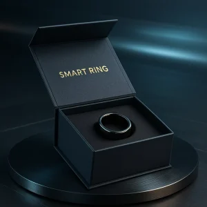 Smart Ring Jewelry Style Tech Packaging Box Magnetic Closure Foldable Rigid Box with Elegant Foil Stamping