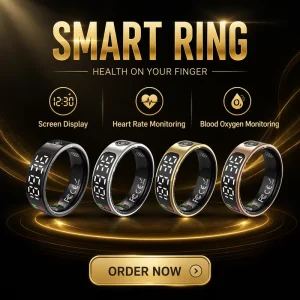 Smart Ring Steel TFT Display TikTok Photo Gesture Control IP68 Waterproof Heart Rate Blood Oxygen Sleep Tracker
