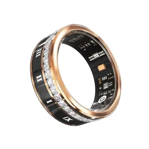 Smart Ring with Diamond Design IP68 Waterproof Titanium Alloy Health Tracker Heart Rate SpO2 Sleep Monitor