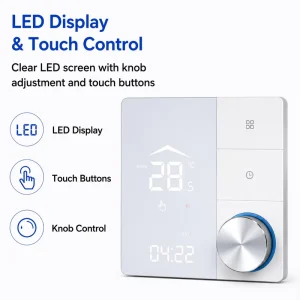 Smart Room Temperature Controller Wall Mounted Thermostat NTC Sensor LED Digital Display App Controlled for Household Hotel Use
