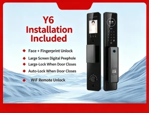 Smart Security Aluminum Alloy Door Lock Tuya Digital WiFi Biometric Fingerprint Face Recognition Password Card Key Cloud Data