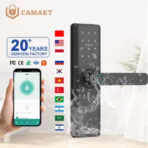 Smart Security Iron Electric Door Lock with 100 Fingerprint Capacity Tuya WiFi App Digital Fingerprint & Card Access for Home