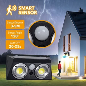 Smart Sensor Waterproof for Hotel IP54 3W 2200mAh Battery ABS+PC Black LED Solar Wall Light
