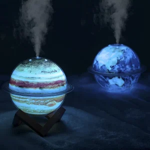 Smart Small USB Galaxy Lava Lamp Desk Night Light Ultrasonic Humidifier 330ml Cool Mist Planet Air Humidifier