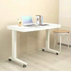 Smart Standing Office Computer Desk Electric Motorized Commercial Furniture Durable Glass Height LED Cup Holder