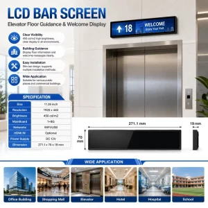 Smart Stretched Bar LCD Display for Indoor Digital Signage Advertising Player Commercial Display with Cloud Management Solution